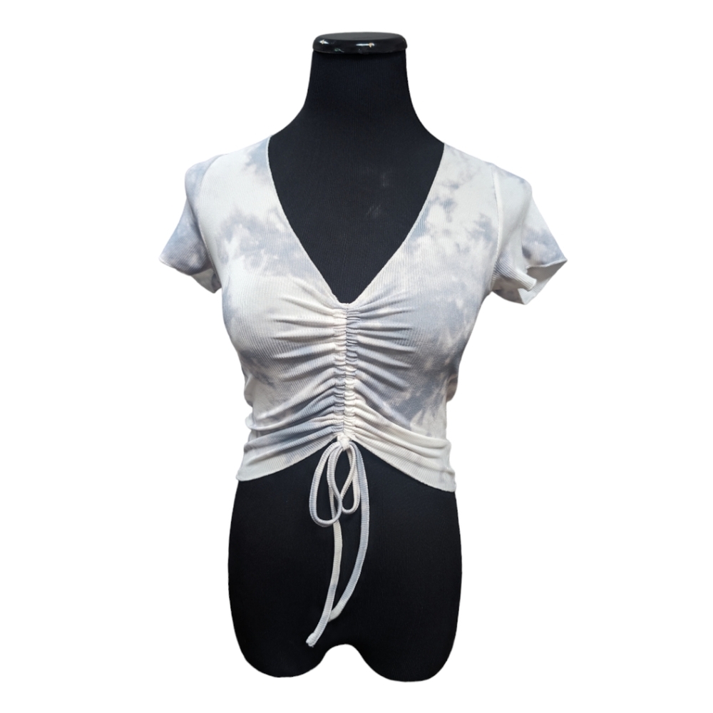 Princess Polly Ruched Tie Front Cropped Shirt Size 6 S